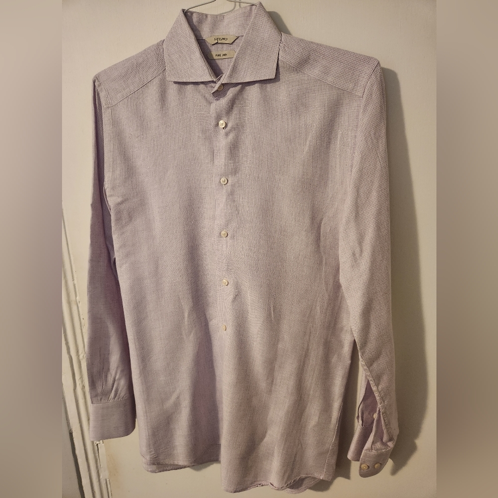 Suitsupply, Pure Linen, Light Purple Button-down Dress Shirt
